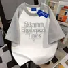 Camiseta de Verano 100% Algodón Estilo Deportivo Par de Chicos/Chicas Parche de Letras Estrellas Patchwork Manga Corta Corte Holgado Unisex Top de Moda