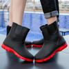 Botas de lluvia de tubo medio de moda transfronteriza para amantes, suela gruesa, impermeables, antideslizantes, resistentes al desgaste, con forro polar, cálidas y para acampar para mujeres.