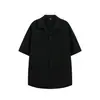 Camisa casual retro minimalista de color sólido con textura, unisex y de estilo casual