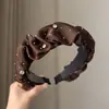 Faixa de Cabeça Outono e Inverno para Mulheres, Faixa de Cabeça de Aba Larga para Lavar o Rosto, Coque de Cabelo Retrô com Topo Alto, Acessório de Cabeça de Luxo Acessível para Uso Externo