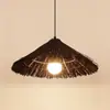 Lâmpada de Chapéu de Palha Rattan Retro Personalizada Criativa Abajur Lâmpada de B&B Fazenda Bambu Trançado Estilo Tronco Lâmpada de Restaurante Lustre