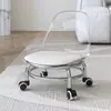 Taburete de Acrílico con Ruedas Giratorias Silenciosas, Silla Pequeña para Uso en Casa, Taburete Bajo, Silla Móvil con Respaldo, Silla Giratoria
