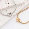 2025 Nuevo Pulsera de Cuentas Separadas Flor Azul Quemada Calada Plata Oro con Goteo de Aceite Agujero Grande Accesorios de Joyería DIY