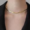 Collar Plano de Hueso de Serpiente de Acero Inoxidable para Mujeres y Hombres, Collar de Pareja, Accesorio Versátil de Moda, Joyería de Acero de Titanio Transfronteriza Que No Se Desvanece