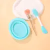 Tazón Plegable de Silicona para Fregar Limpiador de Brochas de Maquillaje Palo para Mascarilla Facial Herramienta de Belleza