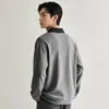 Sudadera para hombre de estilo americano, peso pesado, con bloques de color, cuello de gaviota, nueva para otoño/invierno, corte holgado, capa interior cálida, manga larga
