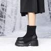 Botas Martin de Mujer Tacón Alto Pequeño 2025 Otoño Nuevo Botines Cortos de Suela Gruesa Botas de Tacón Grueso Elásticas Botas Ajustadas con Altura