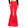 Pantalones Acampanados de Cintura Alta para Mujer Color Sólido Moda Plisados de Campana