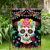 Bandeira de Jardim Temática Dia dos Mortos, Bandeira de Decoração de Aniversário, Suprimentos de Decoração de Bandeira para Pendurar no Quintal Externo