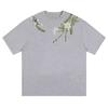 Camiseta Moderna de Manga Corta, Versátil Estilo Nuevo, Harajuku Literario, Nueva Chinoiserie, Escote Simple, Guirnalda, Estampado Bordado, Sin Marca