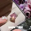 Joias Moçambique Rosa Amor Pedra Preciosa Colar Banquete Alta Definição Gradiente Rosa Gota d'Água Brilhante Conjunto de Pulseira com Diamante