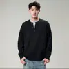 Suéter de punto de cuello Henry falso de dos piezas para hombre, invierno de alta gama, año del zodiaco rojo, camiseta básica de punto de cuello redondo para hombre