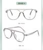 2024 nueva moda europea y americana gafas de montura de doble puente hombres y mujeres personalidad TR90 luz anti-azul espejo plano al por mayor