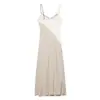 Aliexpress Transfronterizo Ropa Europea y Americana al por Mayor 2025 Principios de Primavera Nuevo Estilo Vestido Midi Empalmado