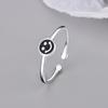 Anillo Smiley de plata de ley s925 esmaltado Carlene cuatro colores opcionales anillo abierto liso para niñas anillo estilo frío ins