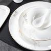 Hotel Club Configuração de Mesa Conjunto de Porcelana Óssea Caixa de Banquete Chinês Tigelas e Pratos com Borda Dourada Conjunto de Nove Peças Louça de Hotel Luxo Acessível