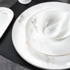 Ajuar de Mesa de Hotel de Alta Gama Juego de Vajilla de Porcelana de Hueso, Tazones Especiales, Platos, Tazas, Habitaciones Privadas, Concepción Artística del Paisaje para Clubes de Hotel