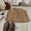Estilo Coreano Ins Botão de Chifre Tricô com Ponto de Trança Gola Polo Tricô Colete Tricô Feminino Primavera Outono Novo Design Casual Senso de Design Colete Suéter