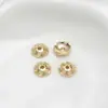Flor de Margarita Estrella Chapada en Oro de 14K que Conserva el Color 6mm Soporte de Flor Tapa de Flor Calada Soporte de Cuentas Cuenta Espaciadora Pulsera DIY Accesorios de Joyería