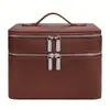 Bolsa de Maquiagem Grande Capacidade Camada Dupla Portátil Caixa de Armazenamento Profissional Multifuncional Impermeável Bolsa Estojo de Maquiagem PU Caixa de Armazenamento para Viagem