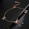 Moda Coreana Borla Mariposa Diamante Único Tobillera Mujeres Chapado Color Oro Rosa 18K Joyería Dorada Pulsera Regalo