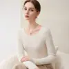 Outono/Inverno 2026 Novo Estilo Suéter de Caxemira Feminino Gola U Ajustado Valorizador Tricô Justo Camada Base Top Versátil