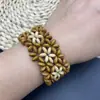 Pulsera bohemia vintage de hilo elástico con cuentas de madera, pulsera tejida a mano de estilo étnico popular transfronterizo