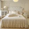 Saia de Cama Acolchoada de Veludo de Leite Quente Espessado Peça Única Colcha de Veludo Coral com Forro de Lã Conjunto de Três Peças Antiderrapante Estilo Princesa de Inverno