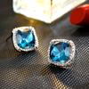 Aretes de Cristal Azul de Temperamento Simple para Mujer, Diseño Nicho, Aretes Populares de Gama Alta, Aretes Atmosféricos al por Mayor
