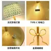 Lámpara de mesa vintage estilo ins de tela plisada transfronteriza con decoración de lazo, luz de noche LED linda romántica creativa recargable para niñas