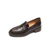 Mocasines de Piel de Cabra con Textura Completa Agarrados a Mano Primavera 2024 Tacón Medio Grueso Punta Redonda Cuero Genuino Completo Flats de Boca Profunda para Mujer