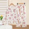 Pijama Dulce para Niñas, Manga Larga, Estilo Delgado Primavera/Otoño, Nuevo Algodón Nube 2026 Estilo Princesa, Ropa de Casa para Niñas de Otoño