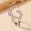 Anillo de acero inoxidable transfronterizo de moda, ligero, de lujo, con corte uniforme y diamantes de barro, anillo de amor para mujer, anillo de acero de titanio en forma de corazón.