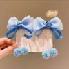 Nuevo Estilo Primavera y Verano Lazo Cadena de Perlas Hilo de Gelatina Pinza para el Cabello Bola de Pelo Niña Pequeña Accesorio para el Cabello Par de Pasadores de Princesa