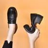 Populares zapatos de mujer con tacón grueso, nuevo estilo otoño 2026, casuales y cómodos, estilo británico retro, slip-on de punta redonda, zapatos de cuero