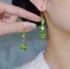 Cubo de Zirconio Ultra-flash Línea de Oreja con Borla Larga Moda Explosiva Luz de Lujo Diseño Elegante Aretes Delgados para Mujer