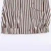 Roupas Femininas Transfronteiriças Verão 2026 Estilo Europeu e Americano Moda Versátil Camisa de Manga Longa Listrada de Botão Único com Gola Alta para Mulheres B482889