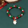 Pulsera de Estilo Navideño de Amazon Transfronteriza Joyería Cristal Heterosexual con Cuentas Pulsera para Mujer Joyería de Mano Navideña Venta al por Mayor