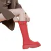 Botas altas clásicas para mujer con plataforma, que aumentan la altura, adelgazantes y alargan las piernas, rojas, suaves y cómodas, modernas botas de montar para mujer