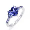 Exquisito de Moda Noble Elegante Anillo de Mujer Noble con Circonita Completa Corazón Brillante Diseño Creativo Anillo para Dedo Índice de Banquete de Boda Mujer