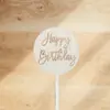 Estilo Ins Transfronterizo Doble Capa Feliz Cumpleaños Decoración de Pastel de Madera Plug-In Suministros para Fiesta de Cumpleaños