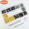 Estoque de Fábrica 180 Conjuntos Quatro Cores Três Tamanhos Artigos de Couro Rebites Decorativos Conjunto de Rebites Dupla Face