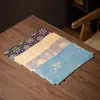 Alfombrilla de Té Bordada en Brocado Dinastías Tang y Song con Brillo Dorado, Alfombrilla de Mesa de Lujo Ligero Inspirada en Zen de Doble Cara, Alfombrilla para Tetera, Alfombrilla de Tela Hecha a Mano