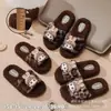 Chinelos de Algodão para Meninas, Chinelos Fofos de Pelo de Gato com Estampa de Leopardo para Mulheres, Roupa para Casa, Solado Grosso Antiderrapante Chinelos de Pelo para Família Outono e Inverno