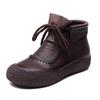 Botines Cortos Planos de Punta Redonda Versátiles Estilo Retro para Mujer 2026 Otoño e Invierno Nuevos Botines de Estilo Étnico Casuales para Mamá