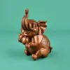 Par de Ornamentos de Elefante de Cobre Auspiciosos, Artesanato de Cobre para Casa ou Escritório, Decorações Fofas de Elefante, Presente de Inauguração de Loja