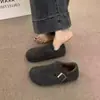 Sapatos Birkenstock de feltro retrô para mulheres, novo estilo outono e inverno 2026, sapatos de algodão slip-on preguiçosos com forro de pelúcia, mocassins baixos