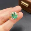 Anillo de Esmeralda Natural Transfronterizo Accesorios para Mujer Nicho Gama Alta Joyería de Plata 925 7*9 Joyería de Lujo Venta Directa de Fábrica
