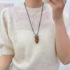 Lindo Oso Flocado Cadena de Lana Nuevo Sentido de Diseño de Nicho Otoño e Invierno Largo Combinable Divertido Dibujo Animado Suave Lindo Collar