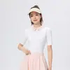 Conjunto de Ropa Deportiva Casual para Mujer, Primavera/Verano, Ajuste Delgado, Cuello Polo, Manga Corta, Rayas, Golf, Tenis